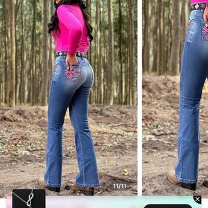 Flamingo jeans Cross embroidered